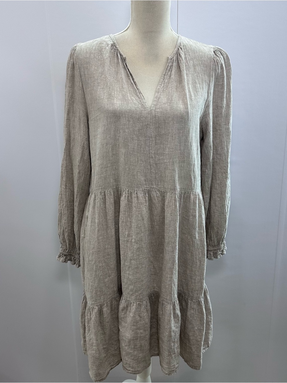 Cynthia Rowley Neutral Taupe Linen Blend Top - Picture 2 of 8